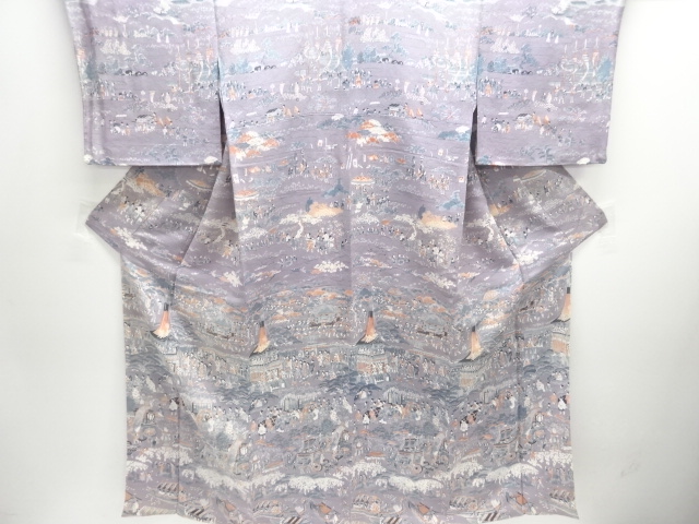 縮緬地祭模様付け下げ小紋着物